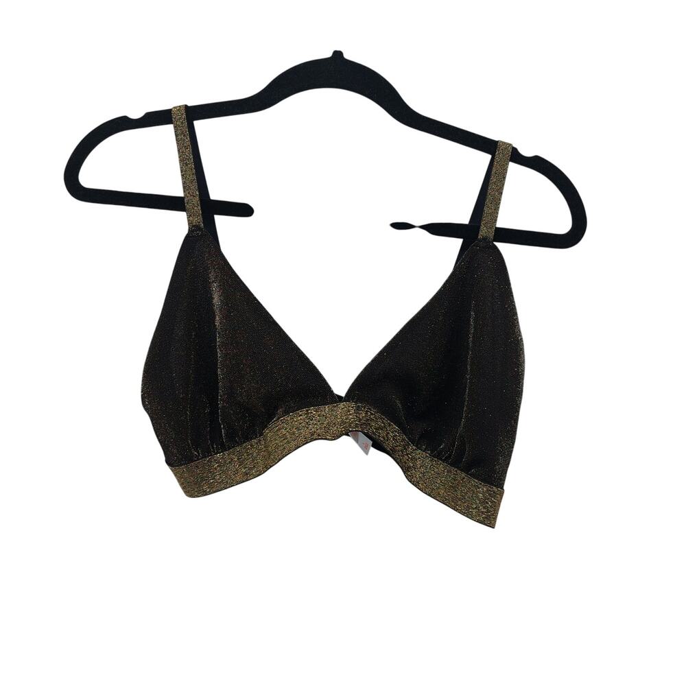 Colsie Bra Gold Metallic Size L Triangle Bralette Womens